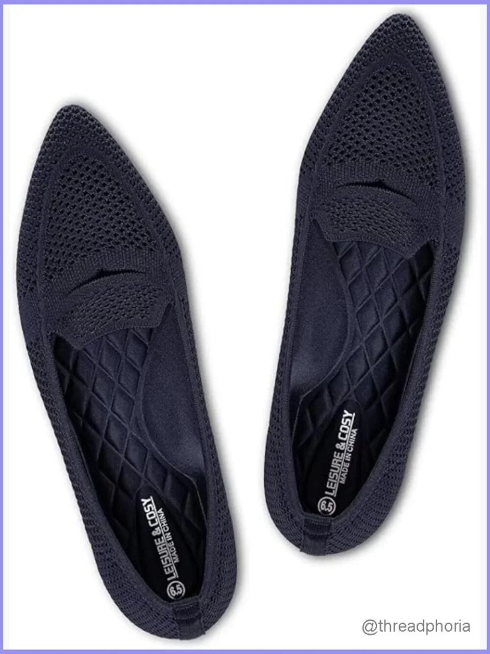Pointed Toe Penny Loafers Dressy Ballet Flats Knit Slip-on Comfort